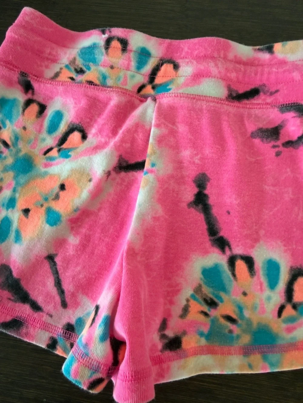 Justice Pink Tie-Dye Floral Drawstring Shorts Size Medium